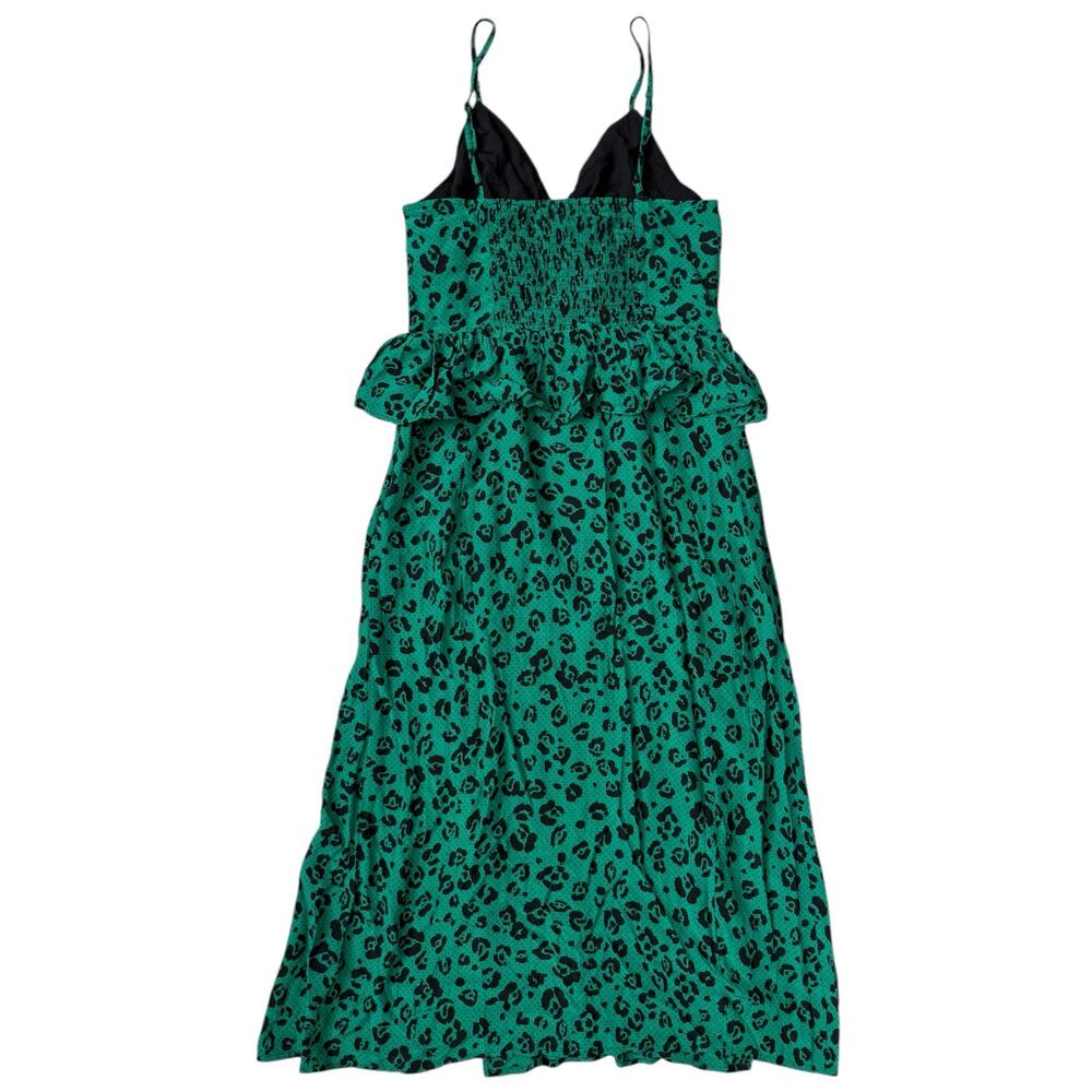 Suboo Leopard Lights Gathered Split Midi‎ Dress G… - image 10